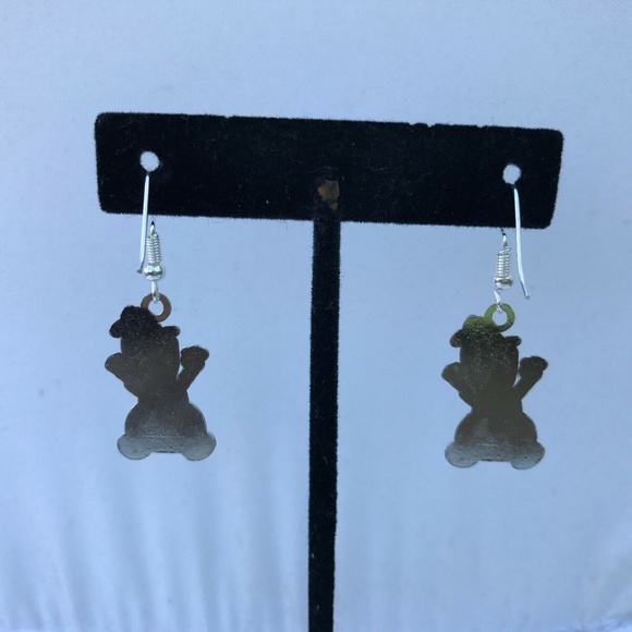 Christmas Women Earring Silver Plated Hook Snowman - Picture 5 of 7